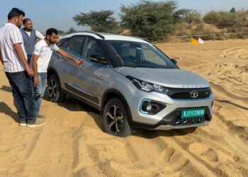 Tata Nexon EV gets stuck in sand while off-roading